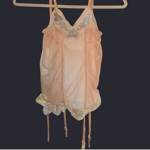 Vintage Antique Lingerie Slip Top With Attached Garters